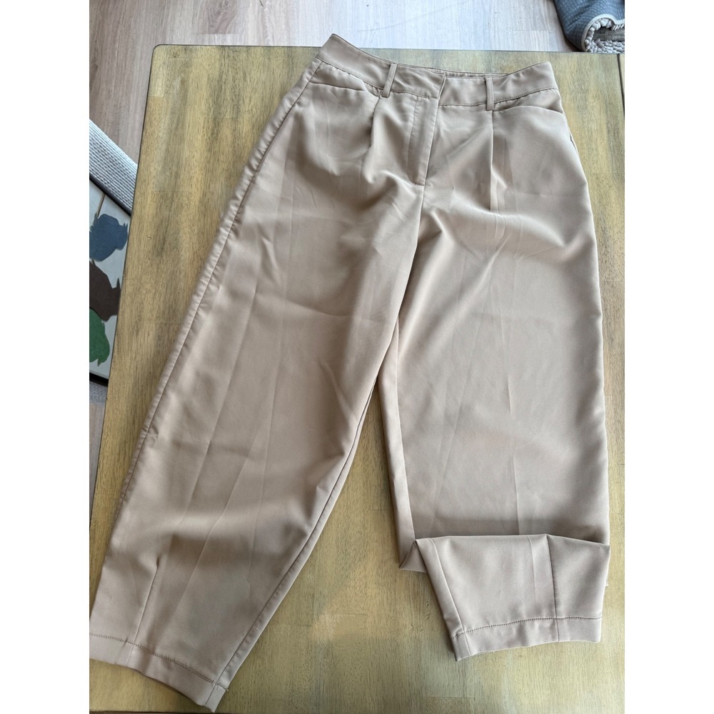 7th Avenue New York & Company Tan Pleated Straight Leg Dress Pants Size 6